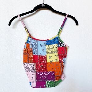 Skullhouse Wild Summer Bandana Crop Cami Tank Size Small